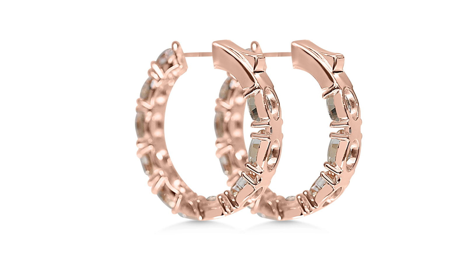 Oval Morganite  18K 1MM Rose Metal Plated 925 Sterling Silver 7.140 Cts / 7.60 Gm Earring PJC6160E - Bluestargemstones - -